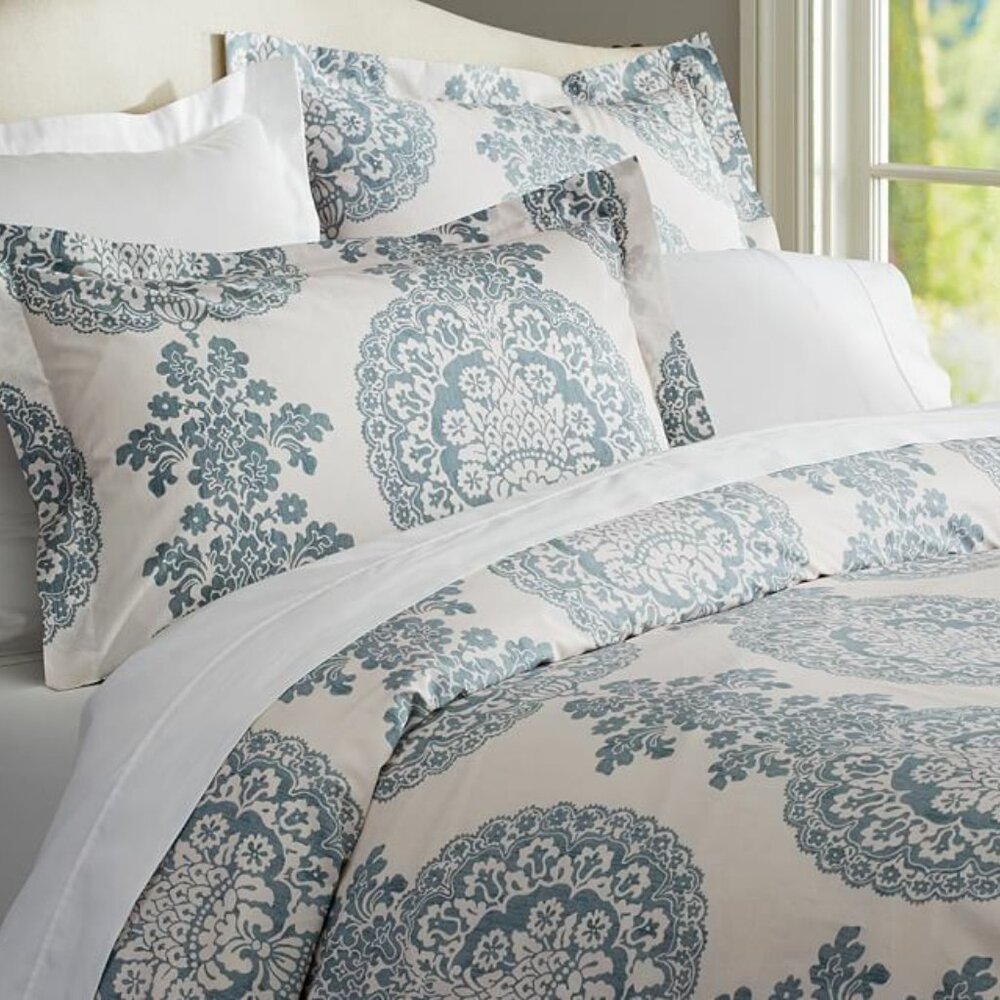 POTTERY BARN *King* Lucianna Medallion Prtinted Duvet Cover 100% Organic